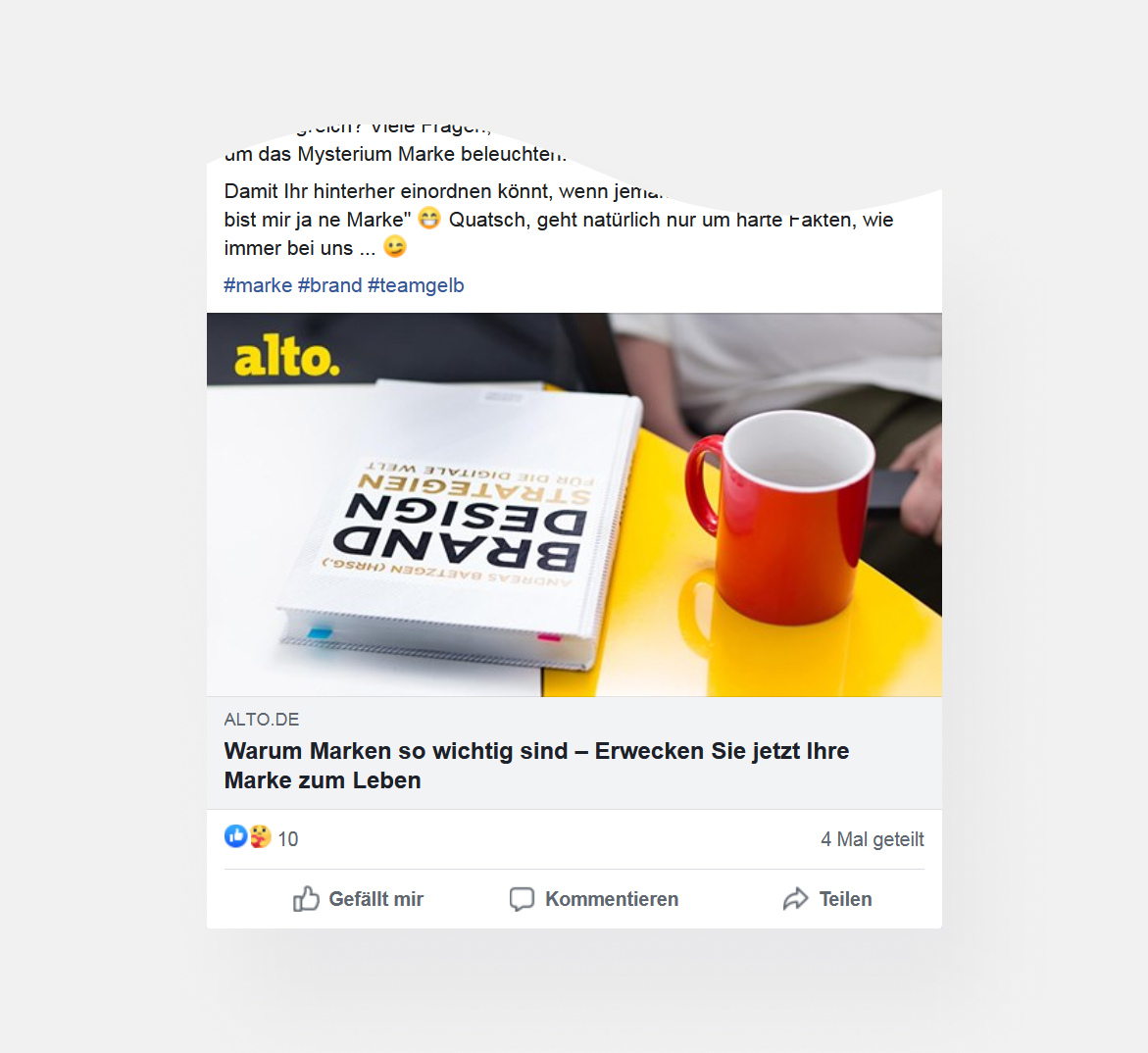 Ansicht eines Facebook-Postings von alto.