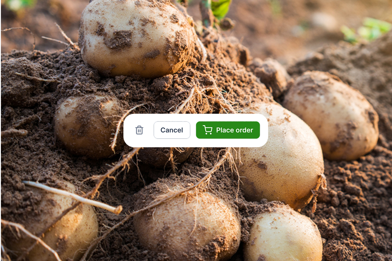 Einzelnes Bedienungselement aus dem System, das die Button und Icons am Ende des Bestellprozess zeigt