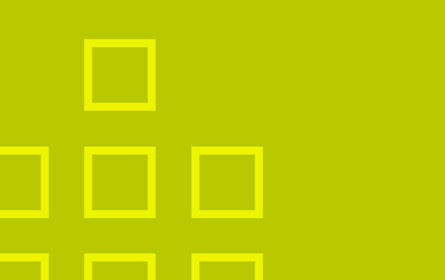Grafisches Quadratmotiv in Gelbgrün als Gestaltungselement der Neuen Schule Wolfsburg