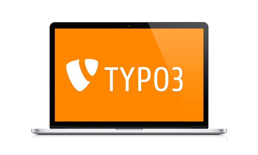 Ansicht eines Laptops mit TYPO3-Logo