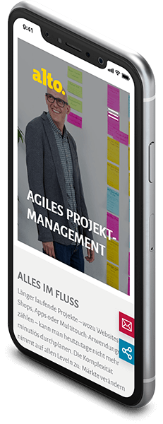 alto.-Website auf einem Smartphone